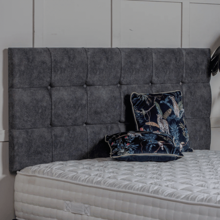 King Divan Bed Set with Diamond Studded Cube Headboard UK - Side view of premium divan from Newcastle Beds UK